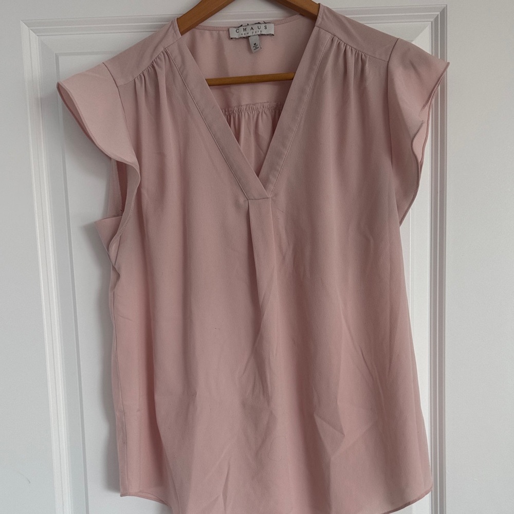 Chaus Soft Pink V-Neck Blouse